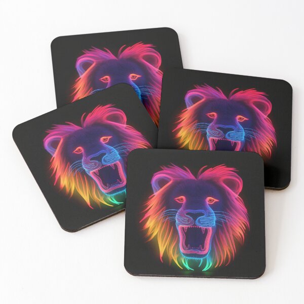 Item preview, Lion made of rainbow colored lights 4 designed and sold by jetaiart.