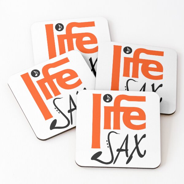 Item preview, LIFE SAX - MUSIC PUN - FUNNY ALLITERATION JOKE black & orange designed and sold by KoolDsignsMUSIC.
