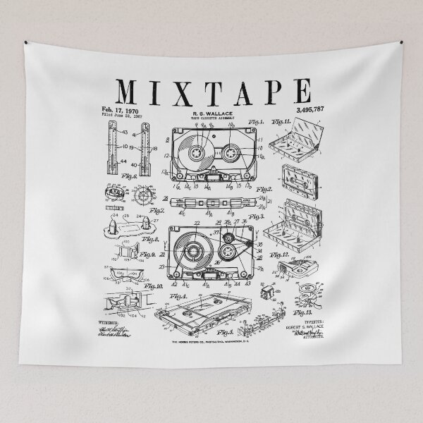 Item preview, Mixtape Cassette Tape Retro Music DJ Vintage Patent Print designed and sold by GrandeDuc.