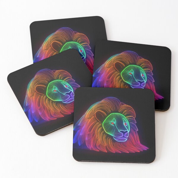 Item preview, Lion made of rainbow colored lights 5 designed and sold by jetaiart.