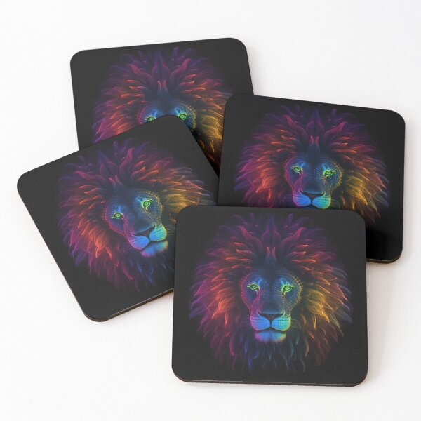 Item preview, Lion made of rainbow colored lights 6 designed and sold by jetaiart.