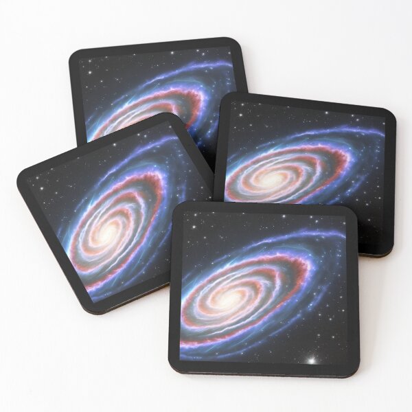 Artikelvorschau, Majestätische lila-rote Spiralgalaxie mit leuchtend gelbem Kern entworfen und verkauft von ShardSpace.