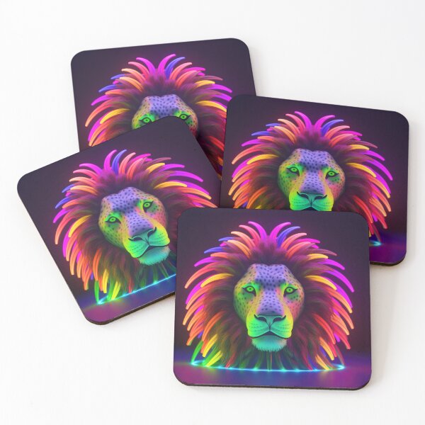 Item preview, Lion made of rainbow colored lights 7 designed and sold by jetaiart.