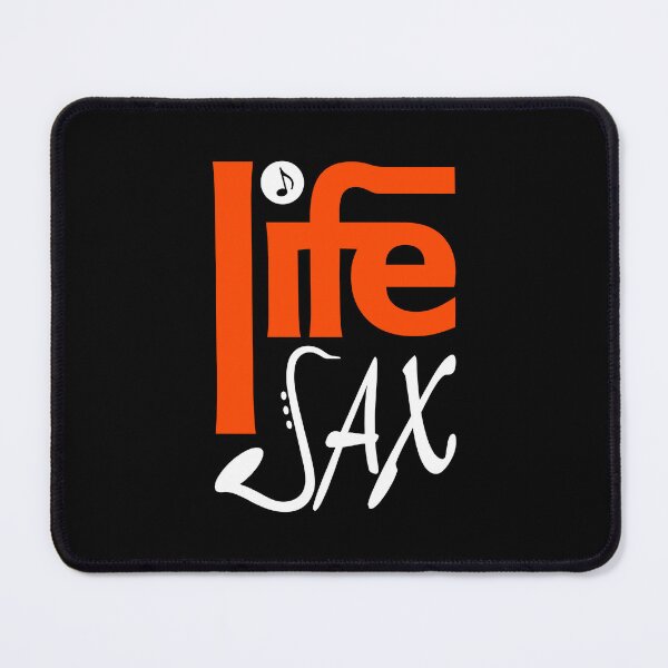 Item preview, LIFE SAX - MUSIC PUN - FUNNY ALLITERATION JOKE white & orange designed and sold by KoolDsignsMUSIC.