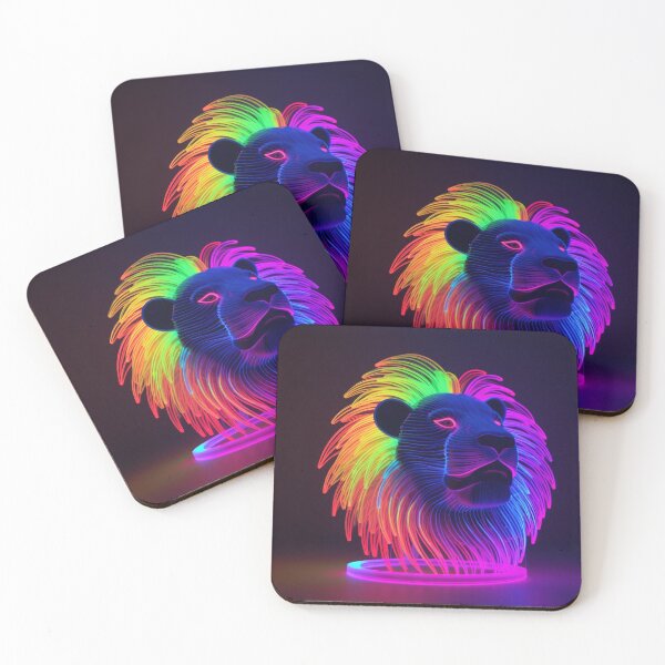 Item preview, Lion made of rainbow colored lights 8 designed and sold by jetaiart.