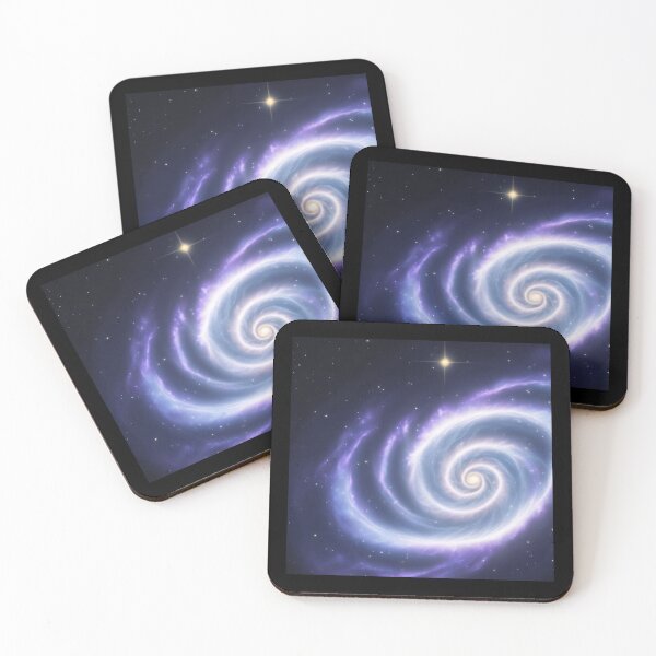 Artikelvorschau, Himmlischer Tanz: Leuchtend lila und weiße Spiralgalaxie mit fernem Stern entworfen und verkauft von ShardSpace.