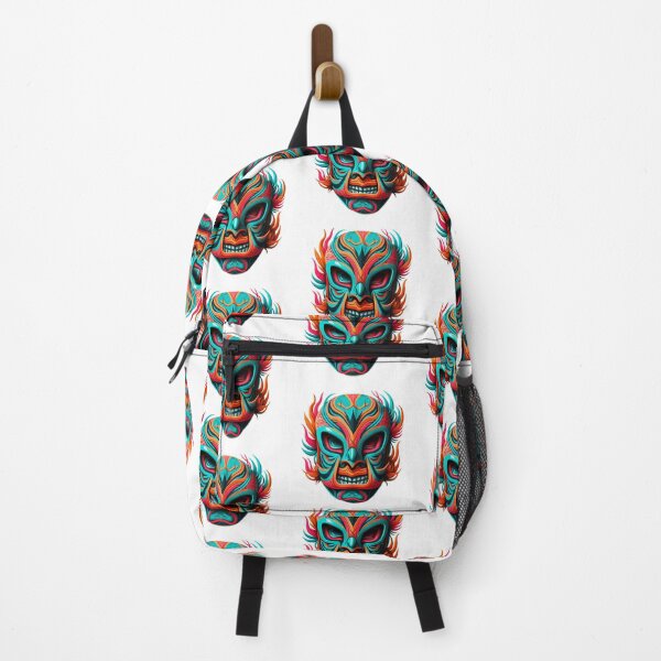 Item preview, Orange and Teal Traditional Luchador Mask designed and sold by Fragile Prints.