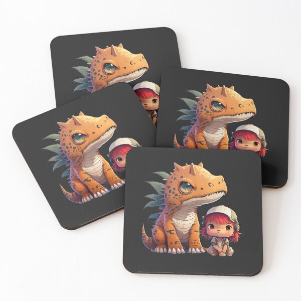 Item preview, T-REX WITH LITTLE GIRL KAWAII STYLE designed and sold by CRAZY&ART.