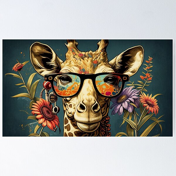 Poster: Giraffe Mit Brillen | Redbubble