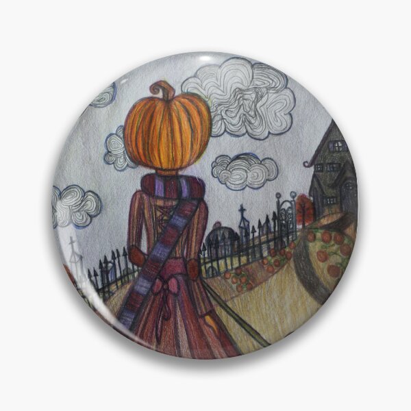 Item preview, Pumpkin Girl Walking Pumpkin Dog Art Drawing designed and sold by Melissablackjpg.