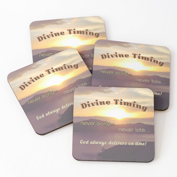 Item preview, Divine Timing is God's timing. Never late, never early. Sunset background designed and sold by NurturingSpirit.