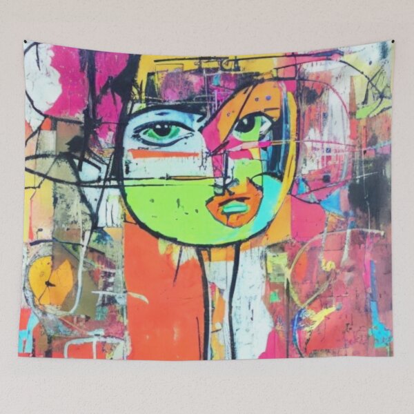 Item preview, Neon Cubist Dreamscape: Abstract Expressionism Art with Surrealist Elements designed and sold by ArtazaBazaar.