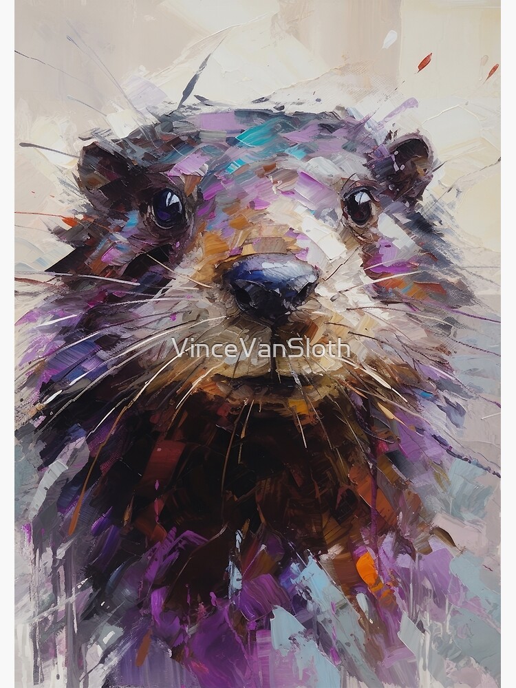 Abstract Woodland Beaver Impasto Art, Printed Animal Painting, Livingroom  Wall Décor, Wildlife Animal Art Premium Matte Vertical Poster 9'' × 11''  sold by Emma Sun, SKU 41122340