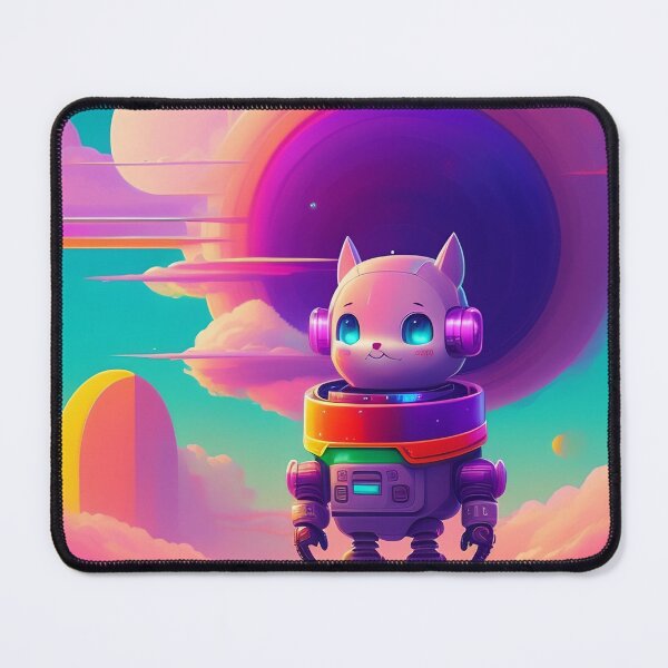 Item preview, Cat Robot Retrowave Vaporwave Anime Style AI Art designed and sold by unusualillusion.