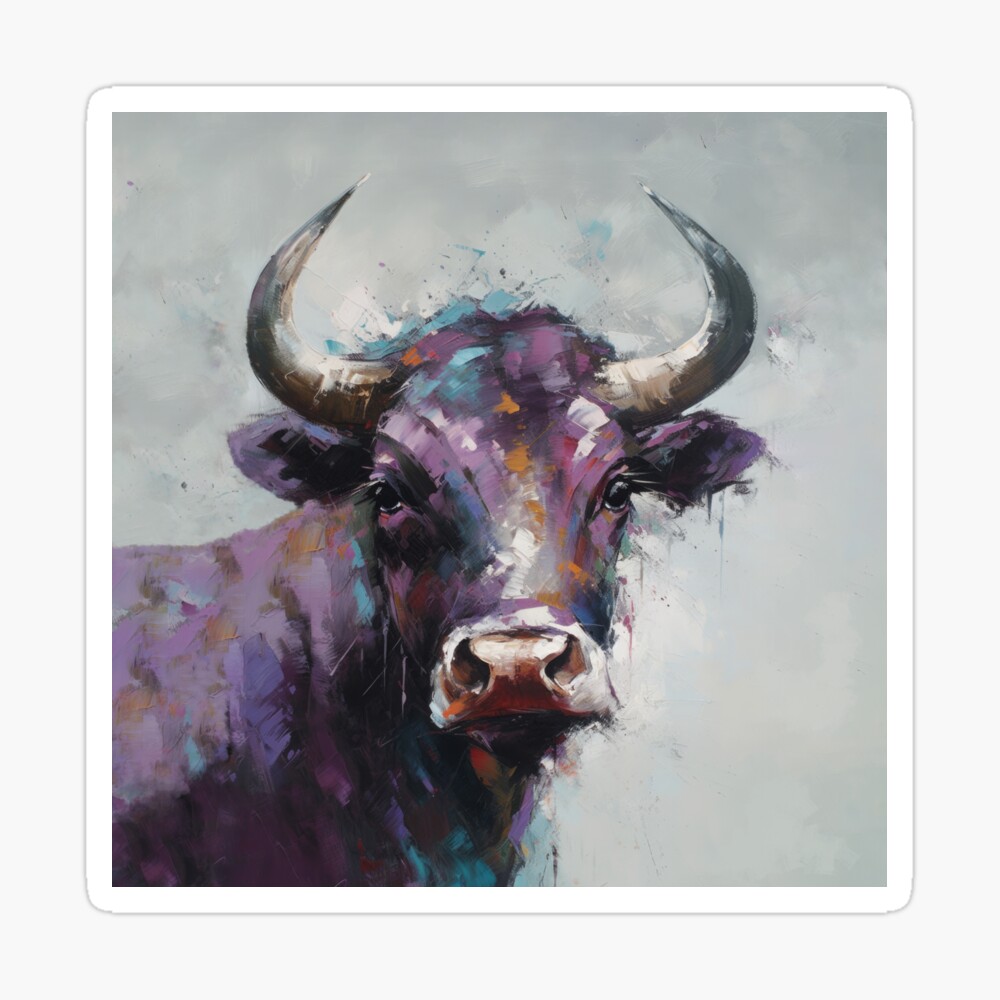 Purple Brand Abstract Bull Printed Cotton T-Shirt, T-Shirts