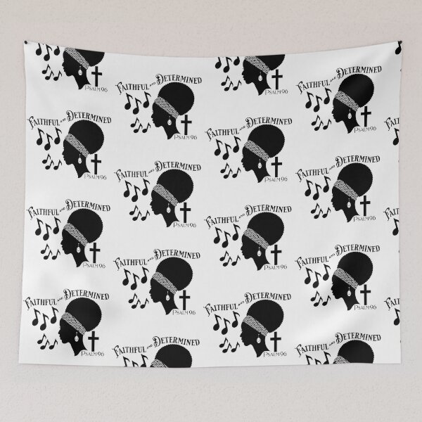 Item preview, Faithful and Determined Psalm 96 woman design in black ink designed and sold by tranquilbeach.