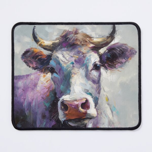 Item preview, Abstract Cow Impasto Art, Purple and Grey Palette Knife Style, Printed Farm Animal Painting for Livingroom Wall Décor, Animal Art designed and sold by VinceVanSloth.