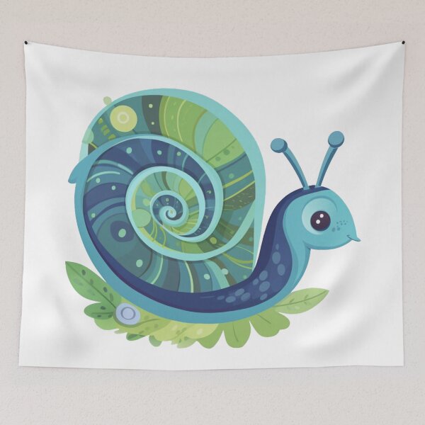 Item preview, Boho Fanciful in Comfy Cool Colors Swirly Spirally Sweet Snail 5 designed and sold by Vicki Noble Art.