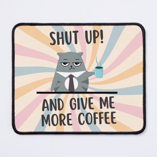 Item preview, Shut up and give me more Coffee Crabby Cat, Groovy Retro Pattern designed and sold by AlfabetDesign.
