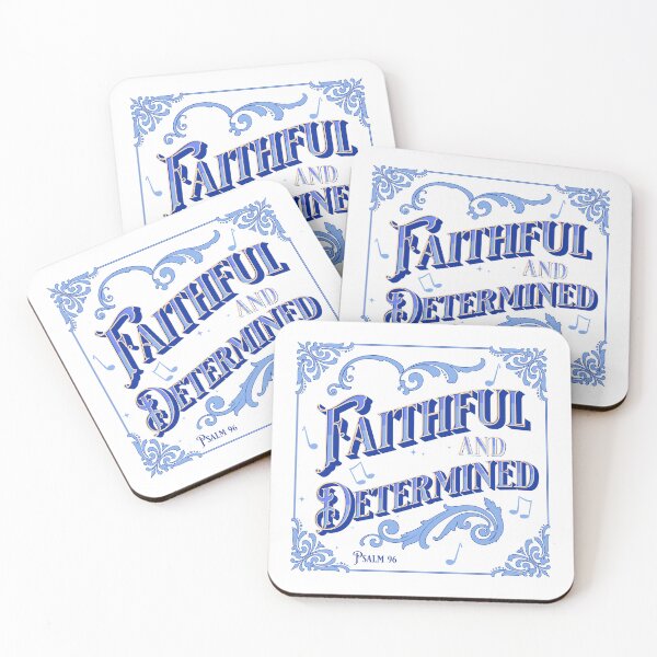 Item preview, Faithful and Determined Psalm 96 patterned scoll design in royal purple and light blue designed and sold by tranquilbeach.