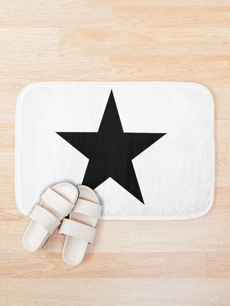 Single BLACK STAR on a WHITE Background | Bath Mat