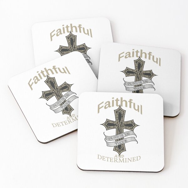 Item preview, Faithful and Determined Psalm 96 patterned Cross design in gold and black designed and sold by tranquilbeach.