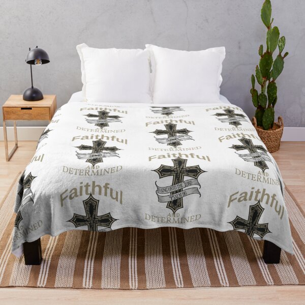 Item preview, Faithful and Determined Psalm 96 patterned Cross design in gold and black designed and sold by tranquilbeach.