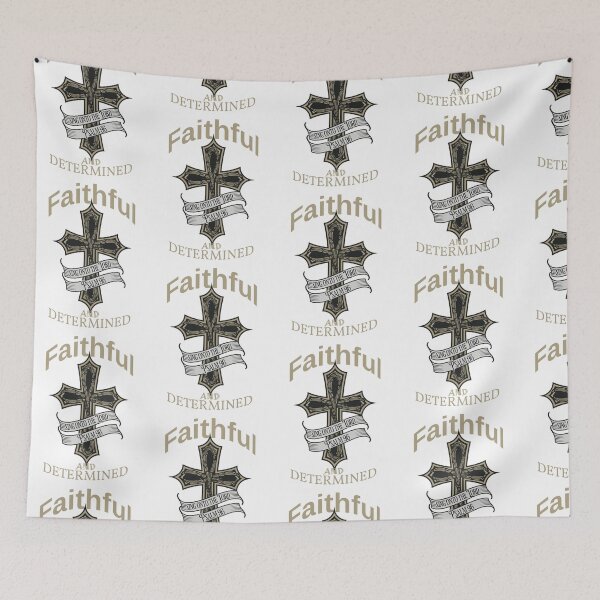 Item preview, Faithful and Determined Psalm 96 patterned Cross design in gold and black designed and sold by tranquilbeach.