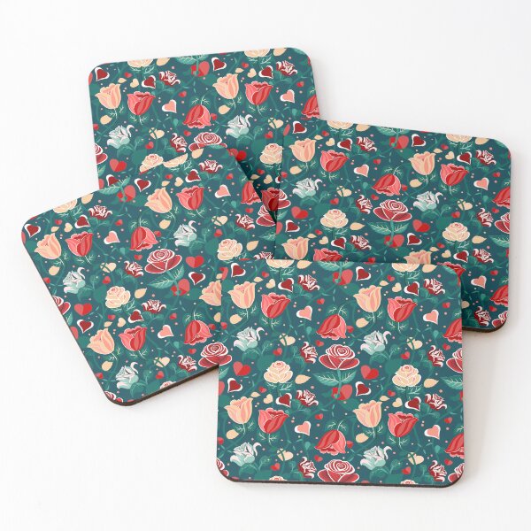 Item preview, Cute Mix Colours Rose Flowers with Green Leaves Deep Blue Pattern designed and sold by Moyanana.