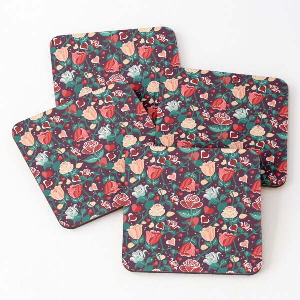 Item preview, Cute Mix Colours Rose Flowers with Green Leaves Deep Red Pattern designed and sold by Moyanana.