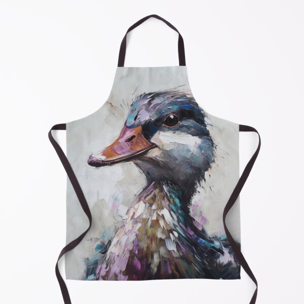Aperçu de l'œuvre Art abstrait de canard, style couteau à palette violet et gris, peinture animalière imprimée pour décoration murale de salon, oeuvre animale créée et vendue par VinceVanSloth.