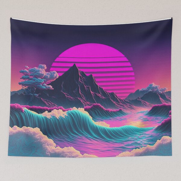 Item preview, Coastal Cosmos: A Vaporwave Sunset Overlooking the Ocean designed and sold by Mullet Monkey.