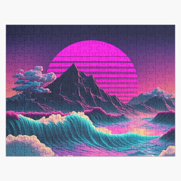 Premium Photo  Synthwave sunset illustration cyberpunk retro neon  background with easy overlook