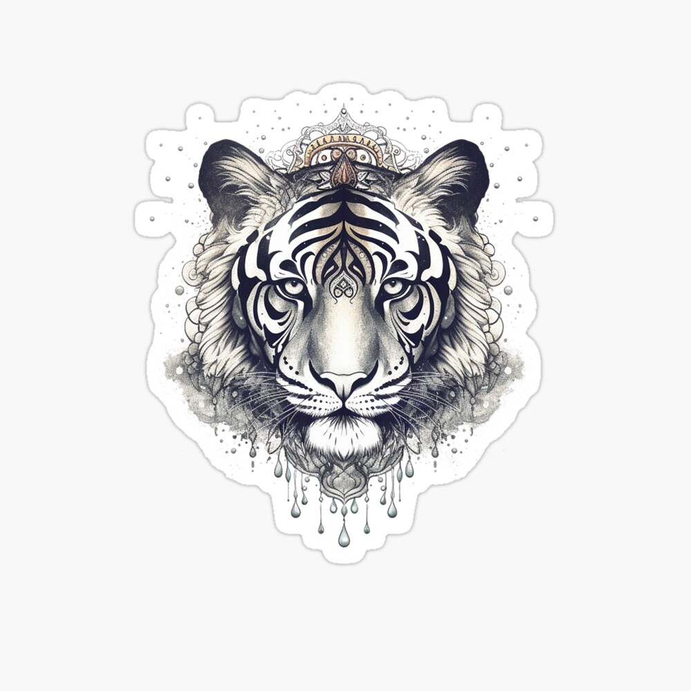 Street art tiger line art in white background