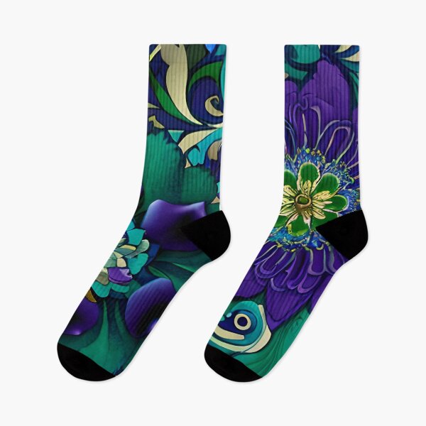 Item preview, Green and blue abstract flowers designed and sold by FGCART.