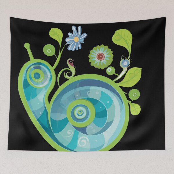 Item preview, Abstract Spiral Swirly Boho Floral Botanical in Fanciful Comfy Cool Colors  designed and sold by Vicki Noble Art.
