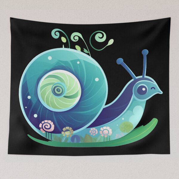 Item preview, Fanciful Friendly Snail 6 in Glowy Cool Blue Colors Swirly Spiral Sweetie designed and sold by Vicki Noble Art.