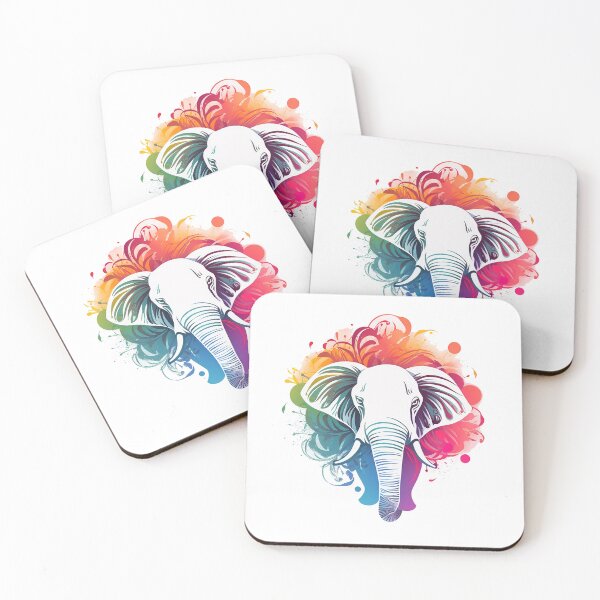 Item preview, drawn cartoon elephant with color paints designed and sold by KaterynaKet.