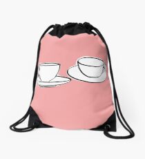 Two Tea Cups Drawstring Bag