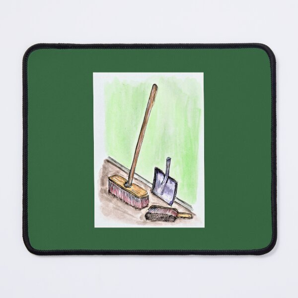 Item preview, Broom, shovel, rubbish II, watercolor, fine art designed and sold by janianna.