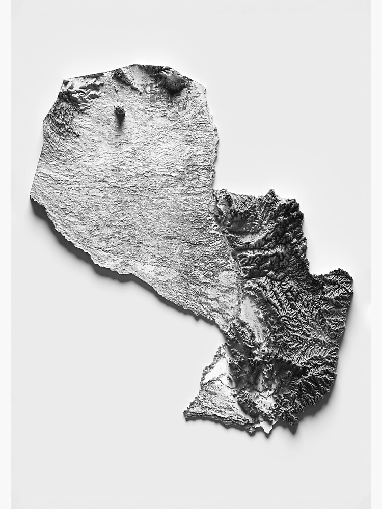 Paraguay Relief Map Topographic Elevation