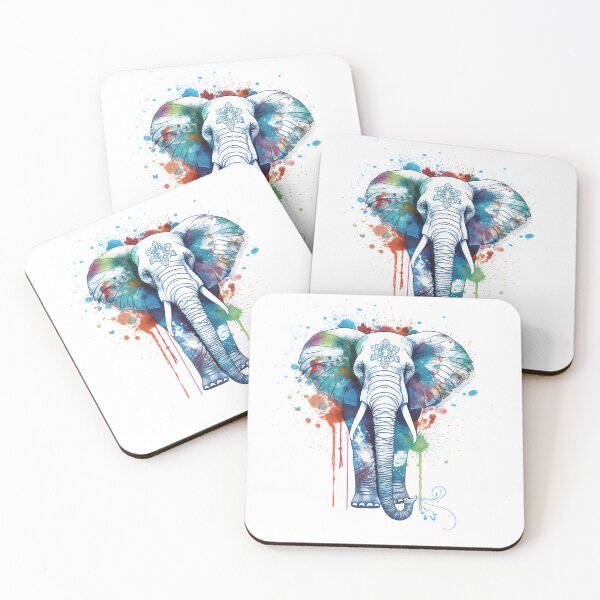 Item preview, drawn cartoon elephant with color paints holly  designed and sold by KaterynaKet.