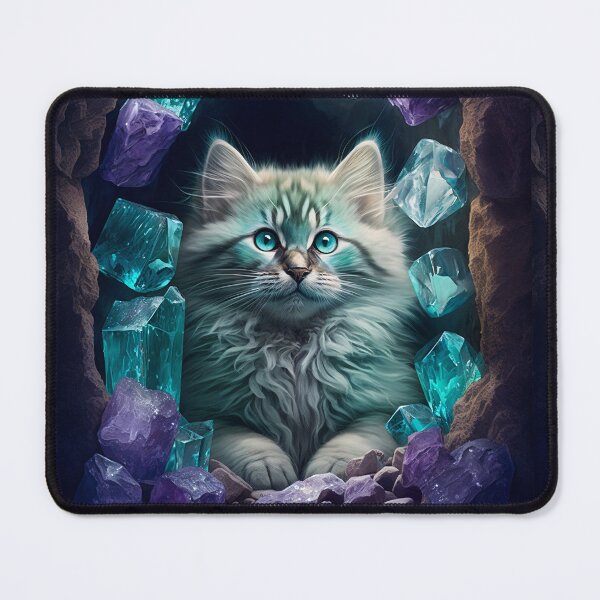 Item preview, Myst the White Cat of the Fluorite Crystal Cave designed and sold by MagicCatSociety.