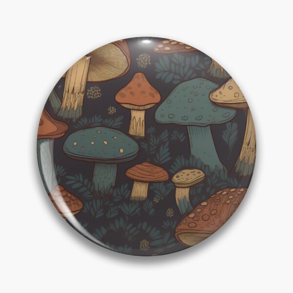 Item preview, Dark Forest Fungi Illustration Woods Forest Brown Green Nature Mushroom pattern 1 designed and sold by Vicki Noble Art.