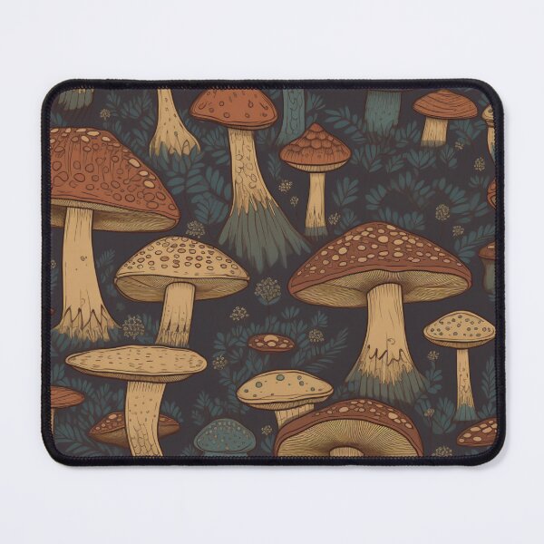 Item preview, Dark Forest Fungi Illustration Woods Forest Brown Green Nature Mushroom pattern 1 designed and sold by Vicki Noble Art.