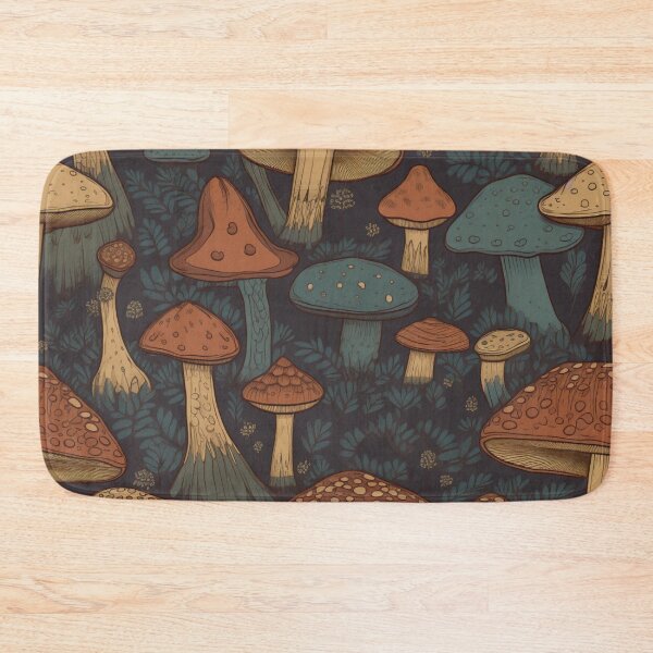 Item preview, Dark Forest Fungi Illustration Woods Forest Brown Green Nature Mushroom pattern 1 designed and sold by Vicki Noble Art.