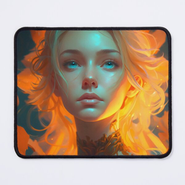 Item preview, Orange and Blue Serenity: A Portrait of a Captivating Girl designed and sold by oanaunciuleanu.