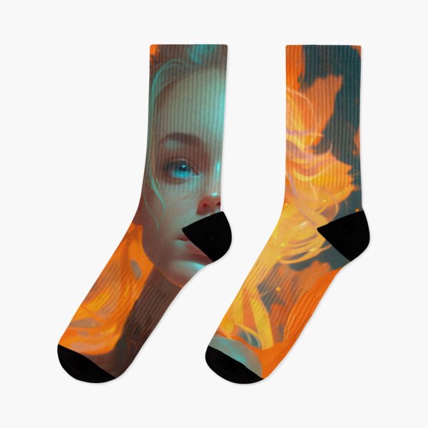 Item preview, Orange and Blue Serenity: A Portrait of a Captivating Girl designed and sold by oanaunciuleanu.