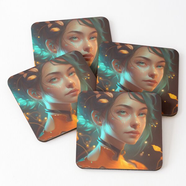 Item preview, Orange and Blue Serenity: A Portrait of a Captivating Girl designed and sold by oanaunciuleanu.