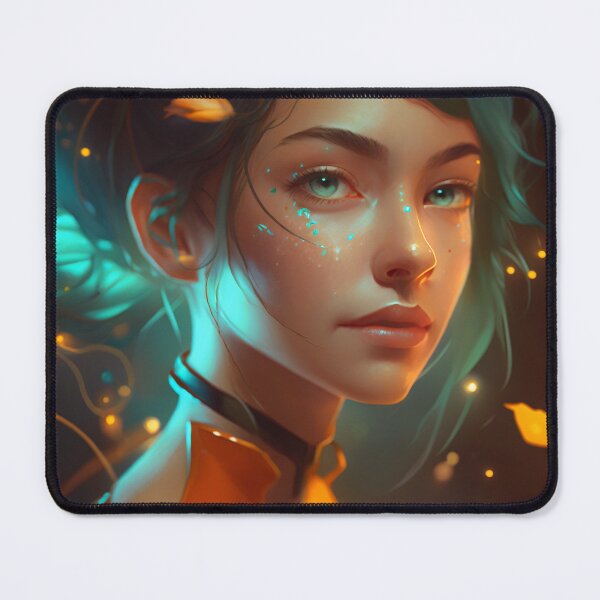 Item preview, Orange and Blue Serenity: A Portrait of a Captivating Girl designed and sold by oanaunciuleanu.